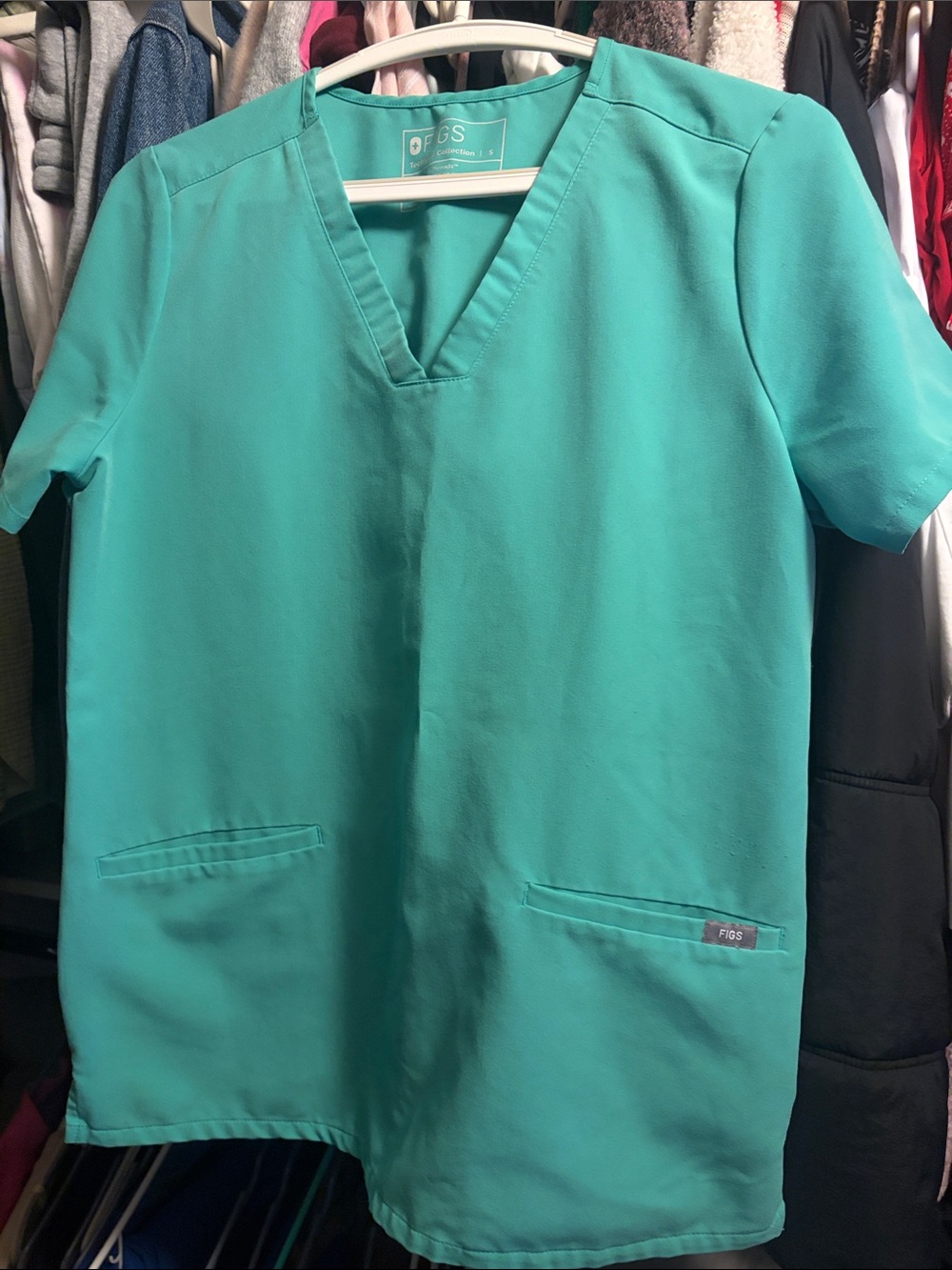 Figs Teal V-Neck Medical Scrub Top
